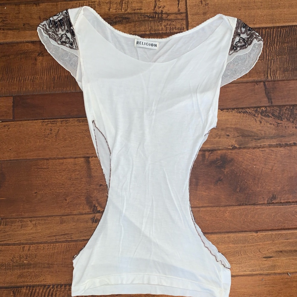 Religion Beaded & Side Cut Out Top